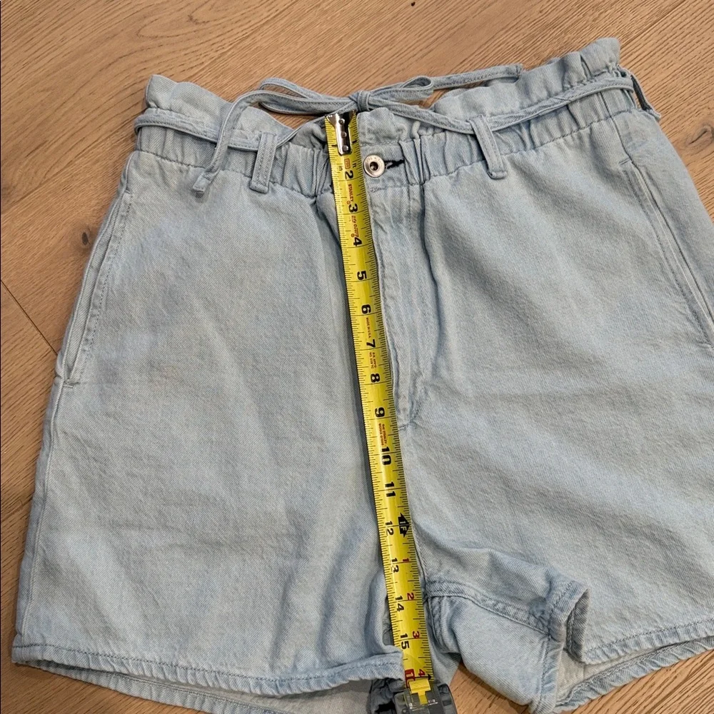 rag & bone Light Indigo Linen Tie Shorts Size 29 Cotton Linen Blend High Rise - Picture 8 of 10